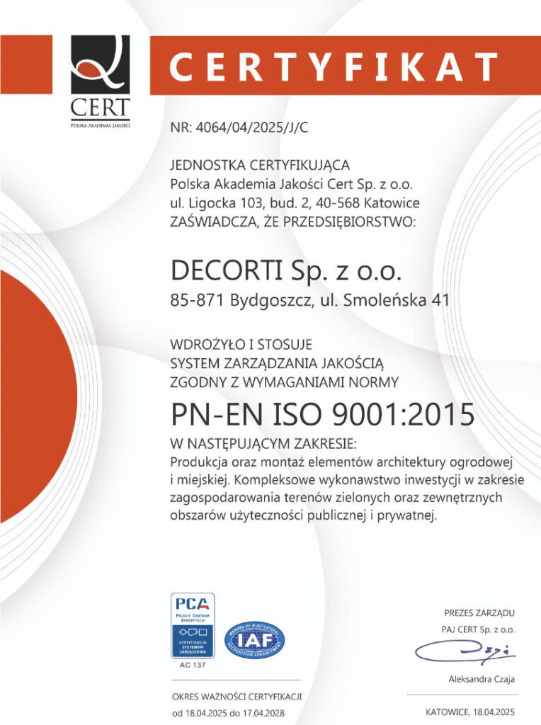 Certyfikat Iso - cortena.pl