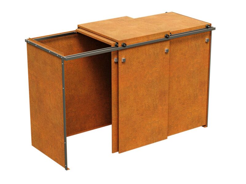 Trasso 1 Cortenstahl Mulleimer 191x80x117 Cm - cortena.de